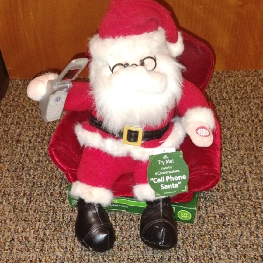 Santa Claus Plush with Cell Phone and Glasses